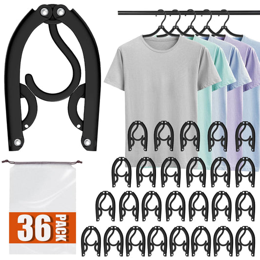 12 PCS Travel Hangers - Cruise Ship Essentials Portable Folding Clothes Hangers Travel Essentials Foldable Clothes Drying Rack for Travel (Black)
