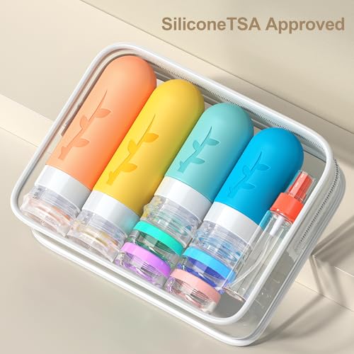 18pack Travel Bottles for Toiletries,TSA Approved Silicone Travel Containers for Toiletries,Leak Proof Refillable Liqus Shampoo And Conditioner travel Essentials toiletry Bottles