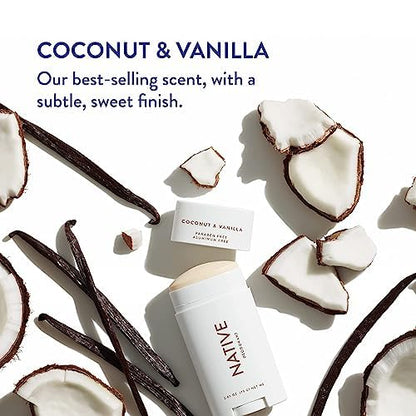 Native Deodorant,Unscented, Aluminum Free, Paraben Free, 2.65 OZ (75 g), Coconut Oil and Shea Butter
