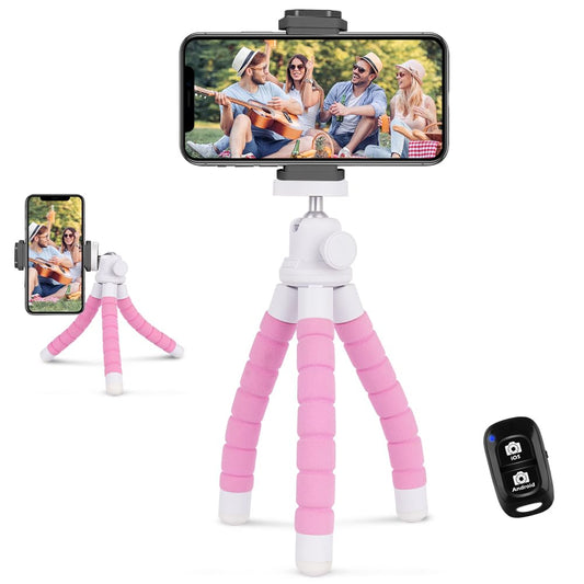 Ubeesize Phone Tripod, Portable and Flexible Tripods with Wireless Remote and Clip, Cell Phone Tripode Stand for Video Recording
