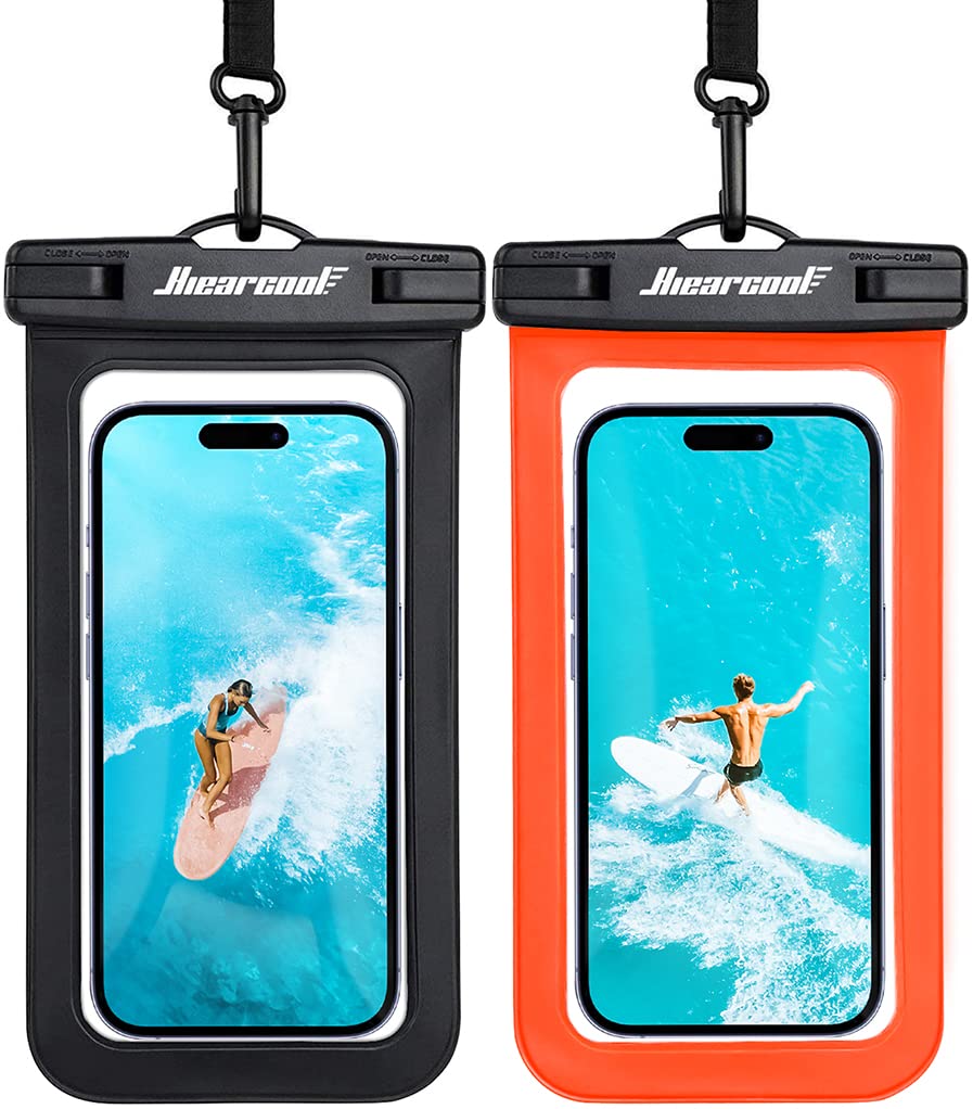 Hiearcool Waterproof Phone Pouch, Water Proof Phone Case for iPhone, Waterproof Cell Phone Dry Bag for Cruise Travel Vacation Essentials Large Waterproof Phone Holder 4 Pack-Black&Clear