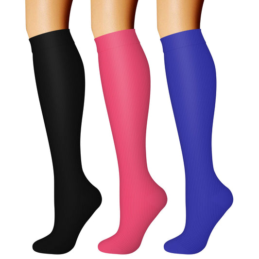 CHARMKING Compression Socks for Women & Men Circulation (3 Pairs) 15-20 mmHg is Best Support for Athletic Running Cycling