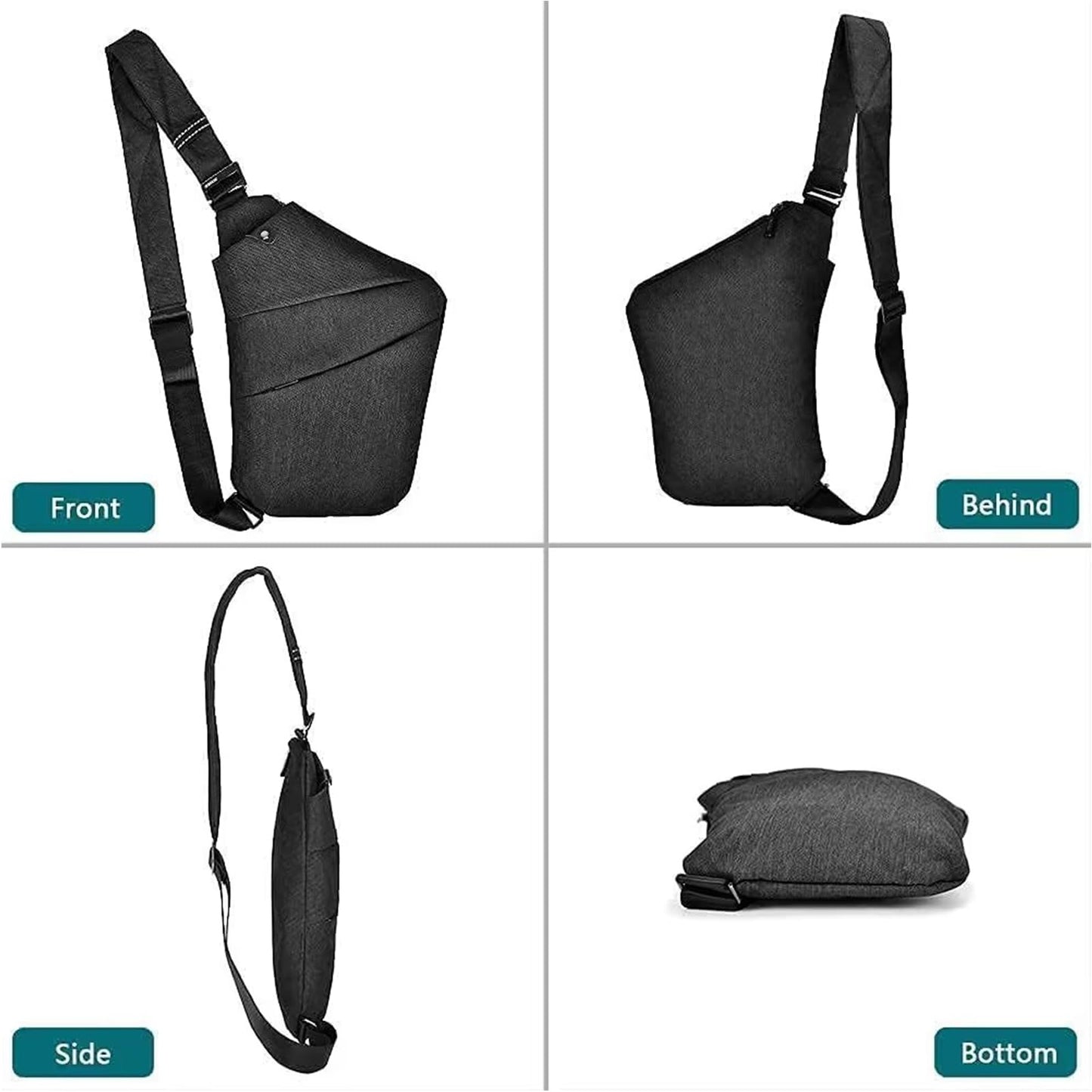 OSOCE Anti Theft Crossbody Bags Sling Bag for Women Men Waterproof Wander Bag for Sports and Travel. (1-BLACK, Small)