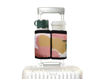 riemot Luggage Travel Cup Holder Free Hand Drink Carrier - Hold Two Coffee Mugs - Fits Roll on Suitcase Handles - Gifts for Flight Attendants Travelers Accessories Carbon Black