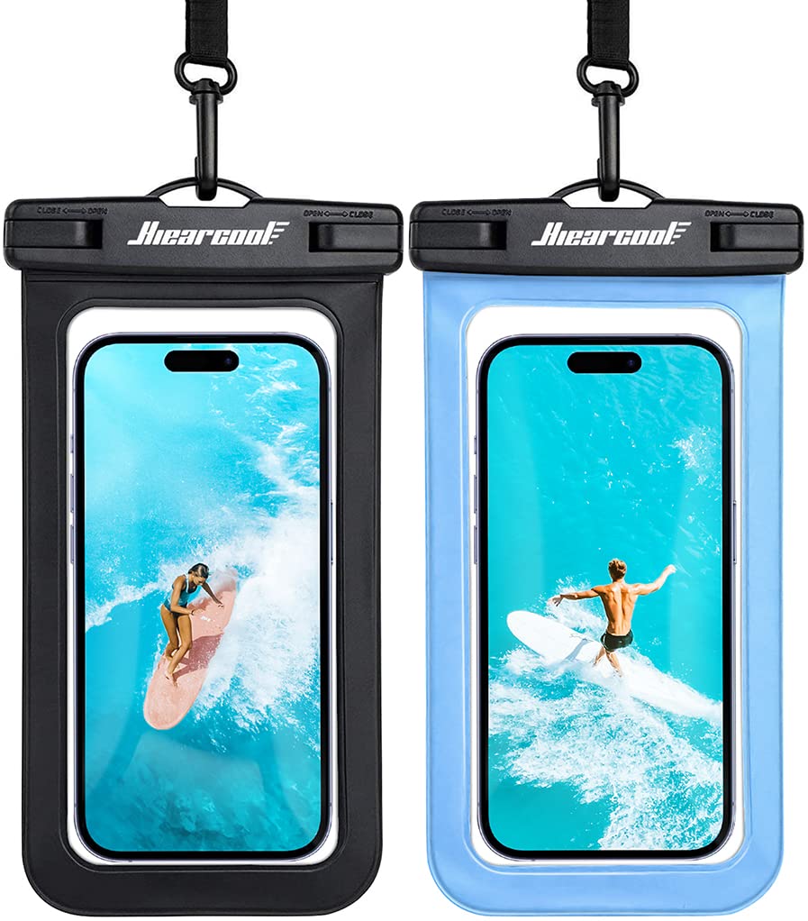 Hiearcool Waterproof Phone Pouch, Water Proof Phone Case for iPhone, Waterproof Cell Phone Dry Bag for Cruise Travel Vacation Essentials Large Waterproof Phone Holder 4 Pack-Black&Clear