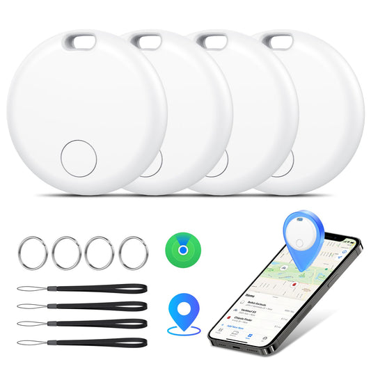 Air Tracker Tags-4 Pack: Smart Bluetooth Tracker, Item Finder Works with Apple Find My (iOS Only) App, Trakcer Tag Locator for Keys, Luggage, Satchel, weTag mini. (Not for Android Devices)