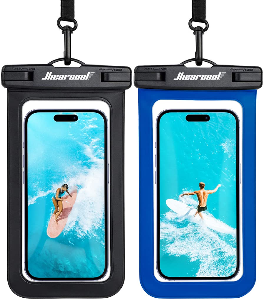 Hiearcool Waterproof Phone Pouch, Water Proof Phone Case for iPhone, Waterproof Cell Phone Dry Bag for Cruise Travel Vacation Essentials Large Waterproof Phone Holder 4 Pack-Black&Clear