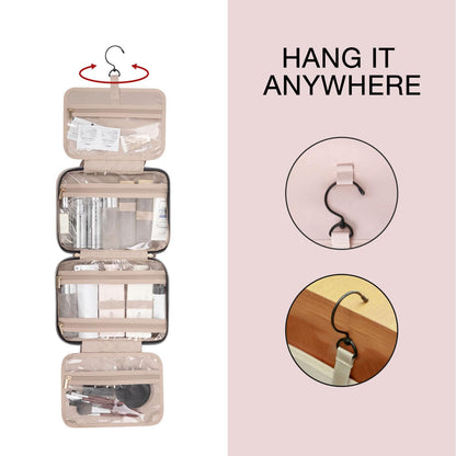 BAGSMART Toiletry Bag Travel Bag with Hanging Hook, Water-resistant Makeup Cosmetic Bag Travel Organizer for Accessories, Shampoo, Full-size Container, Toiletries (Black, Medium)