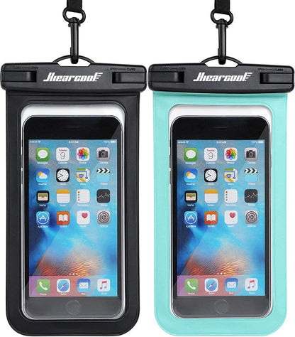 Hiearcool Waterproof Phone Pouch, Water Proof Phone Case for iPhone, Waterproof Cell Phone Dry Bag for Cruise Travel Vacation Essentials Large Waterproof Phone Holder 4 Pack-Black&Clear