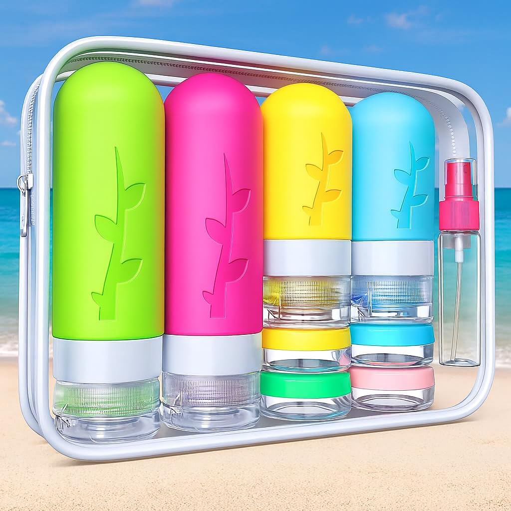 18pack Travel Bottles for Toiletries,TSA Approved Silicone Travel Containers for Toiletries,Leak Proof Refillable Liqus Shampoo And Conditioner travel Essentials toiletry Bottles