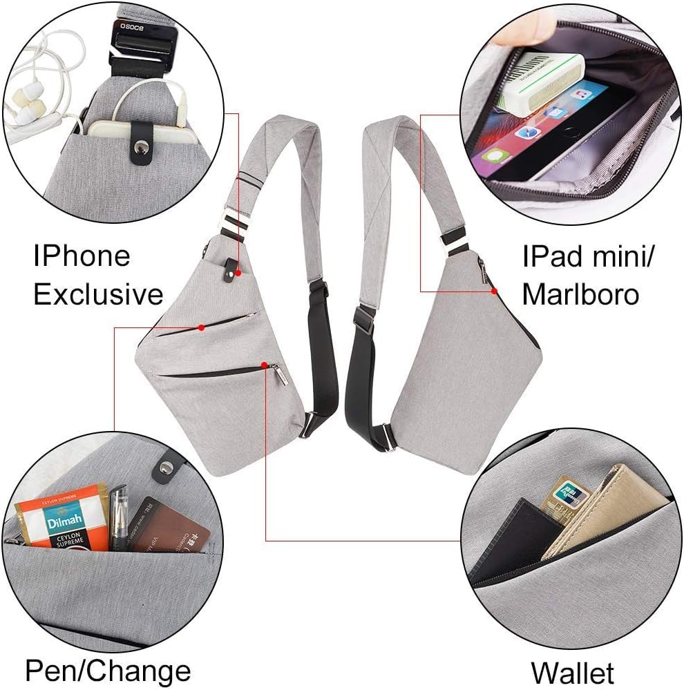 OSOCE Anti Theft Crossbody Bags Sling Bag for Women Men Waterproof Wander Bag for Sports and Travel. (1-BLACK, Small)