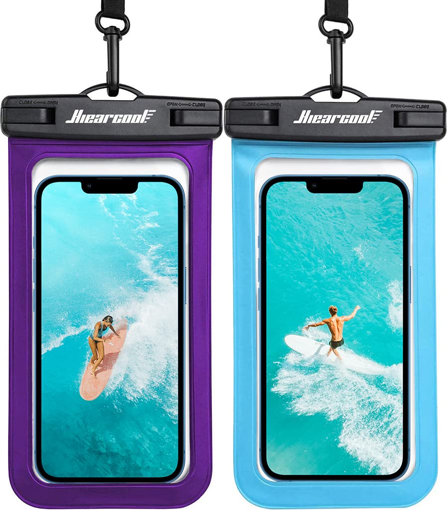 Hiearcool Waterproof Phone Pouch, Water Proof Phone Case for iPhone, Waterproof Cell Phone Dry Bag for Cruise Travel Vacation Essentials Large Waterproof Phone Holder 4 Pack-Black&Clear