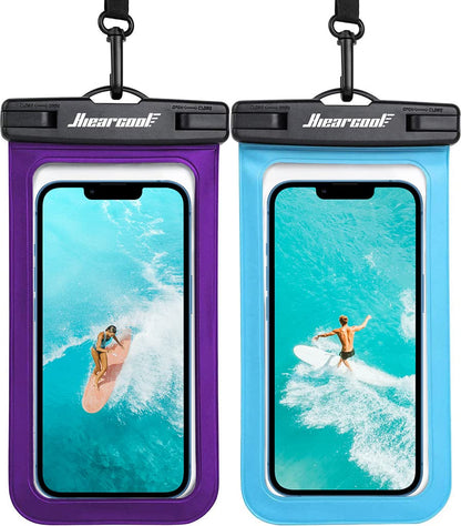 Hiearcool Waterproof Phone Pouch, Water Proof Phone Case for iPhone, Waterproof Cell Phone Dry Bag for Cruise Travel Vacation Essentials Large Waterproof Phone Holder 4 Pack-Black&Clear