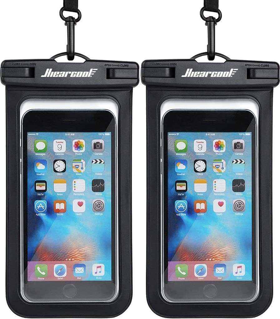 Hiearcool Waterproof Phone Pouch, Water Proof Phone Case for iPhone, Waterproof Cell Phone Dry Bag for Cruise Travel Vacation Essentials Large Waterproof Phone Holder 4 Pack-Black&Clear