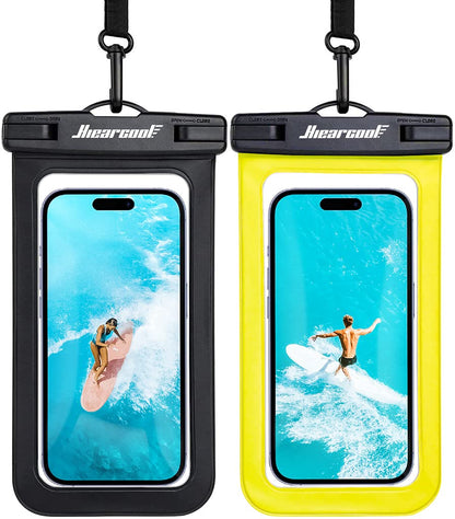 Hiearcool Waterproof Phone Pouch, Water Proof Phone Case for iPhone, Waterproof Cell Phone Dry Bag for Cruise Travel Vacation Essentials Large Waterproof Phone Holder 4 Pack-Black&Clear
