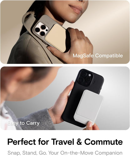 MOFT Phone Tripod Stand Selfie Stick for iPhone, Multi-Angles iPhone Stand, Lightweight & Portable Phone Holder, Strong Magnets, MOVAS Vegan Leather, Travel Essentials, Jet Black (Without Card Slot)