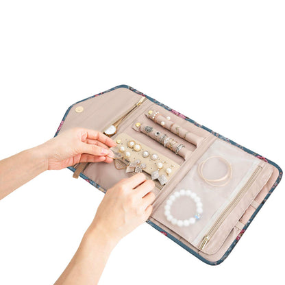 BAGSMART Travel Jewelry Organizer Case Foldable Jewelry Roll for Journey Rings, Necklaces, Earrings, Bracelets, Mini, Black