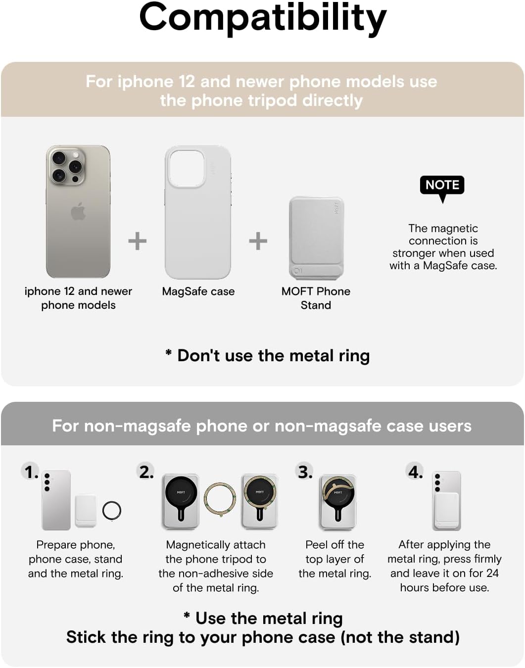 MOFT Phone Tripod Stand Selfie Stick for iPhone, Multi-Angles iPhone Stand, Lightweight & Portable Phone Holder, Strong Magnets, MOVAS Vegan Leather, Travel Essentials, Jet Black (Without Card Slot)