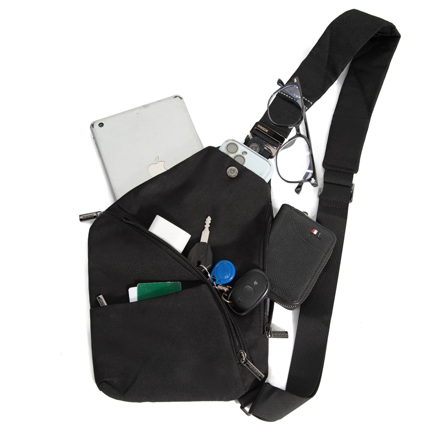 OSOCE Anti Theft Crossbody Bags Sling Bag for Women Men Waterproof Wander Bag for Sports and Travel. (1-BLACK, Small)