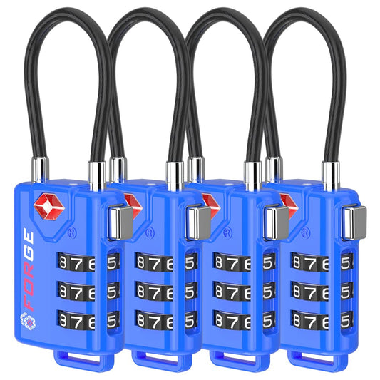 TSA Approved Cable Luggage Locks, Re-settable Combination with Alloy Body