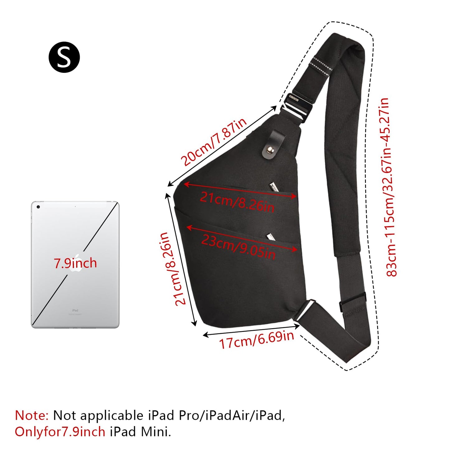 OSOCE Anti Theft Crossbody Bags Sling Bag for Women Men Waterproof Wander Bag for Sports and Travel. (1-BLACK, Small)