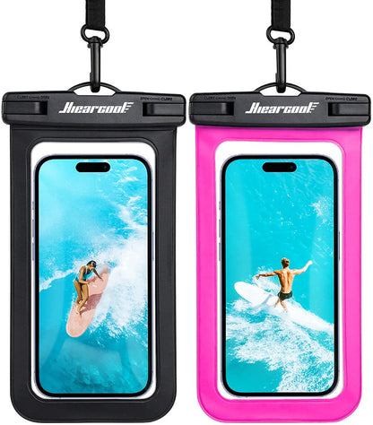Hiearcool Waterproof Phone Pouch, Water Proof Phone Case for iPhone, Waterproof Cell Phone Dry Bag for Cruise Travel Vacation Essentials Large Waterproof Phone Holder 4 Pack-Black&Clear