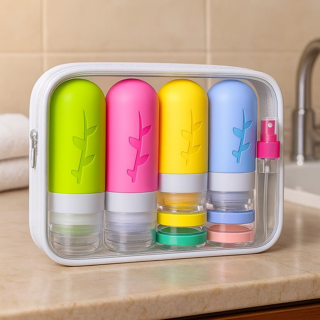 18pack Travel Bottles for Toiletries,TSA Approved Silicone Travel Containers for Toiletries,Leak Proof Refillable Liqus Shampoo And Conditioner travel Essentials toiletry Bottles