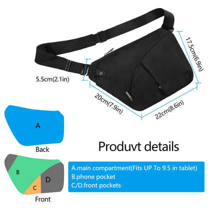 OSOCE Anti Theft Crossbody Bags Sling Bag for Women Men Waterproof Wander Bag for Sports and Travel. (1-BLACK, Small)
