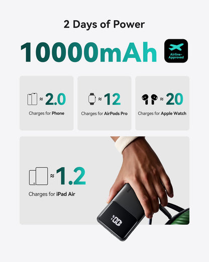INIU Portable Charger, Slimmest Fast Charging 10000mAh USB C in/Out Power Bank, 22.5W PD3.0 QC4+ Battery Pack, Portable Phone Charger for iPhone 16 15 14 13 12 Pro Samsung S22 S21 Google AirPods iPad