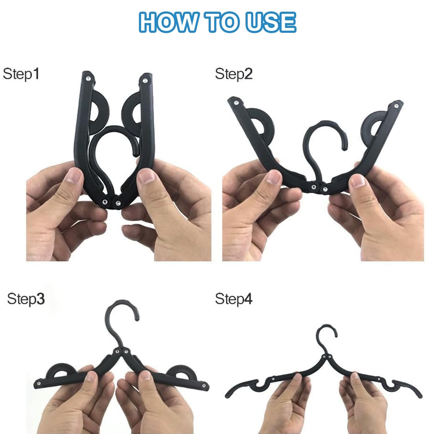 12 PCS Travel Hangers - Cruise Ship Essentials Portable Folding Clothes Hangers Travel Essentials Foldable Clothes Drying Rack for Travel (Black)