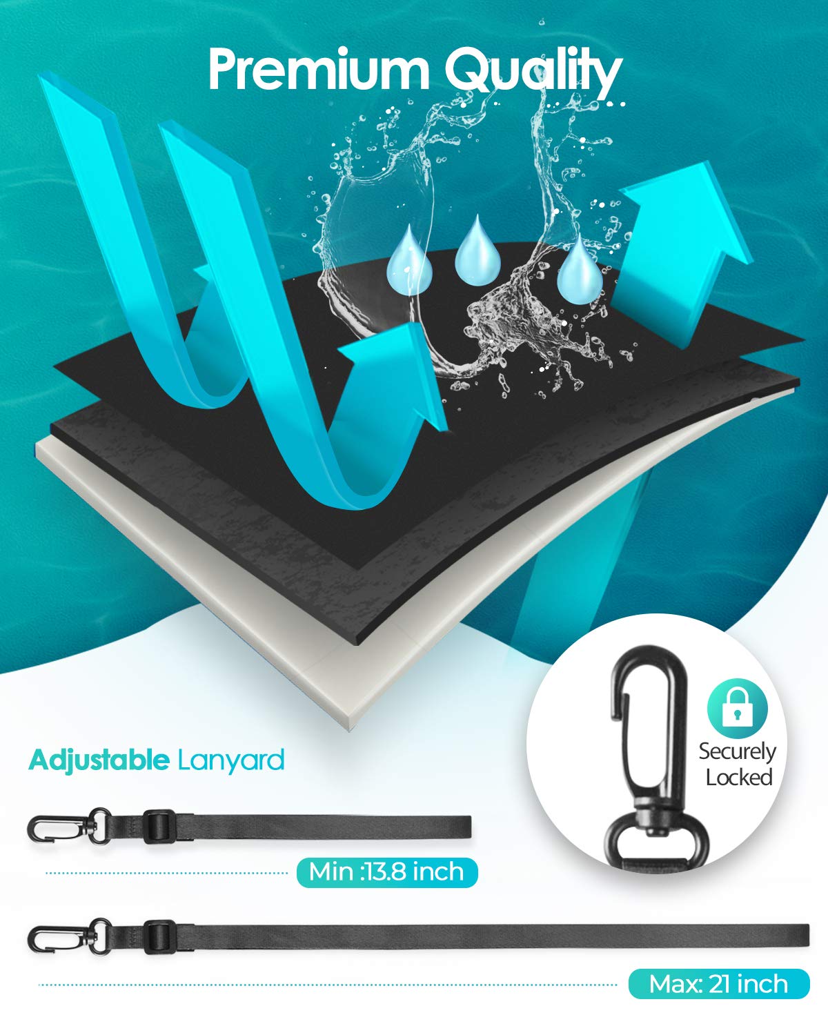 Hiearcool Waterproof Phone Pouch, Water Proof Phone Case for iPhone, Waterproof Cell Phone Dry Bag for Cruise Travel Vacation Essentials Large Waterproof Phone Holder 4 Pack-Black&Clear