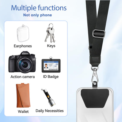 Doormoon Phone Lanyard, Universal Adjustable Neck Strap for Phone Case Keys ID Badges Cell Phone Lanyard Compatible with iPhone, Samsung, Most Smartphones, 2 Pack, Black Black