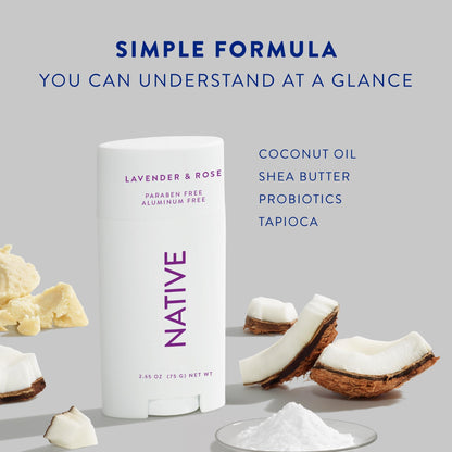 Native Deodorant,Unscented, Aluminum Free, Paraben Free, 2.65 OZ (75 g), Coconut Oil and Shea Butter