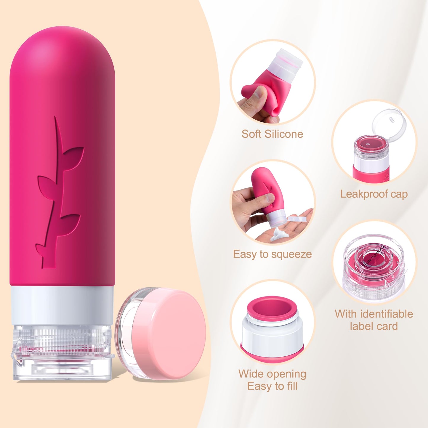 18pack Travel Bottles for Toiletries,TSA Approved Silicone Travel Containers for Toiletries,Leak Proof Refillable Liqus Shampoo And Conditioner travel Essentials toiletry Bottles