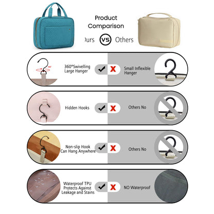 BAGSMART Toiletry Bag Travel Bag with Hanging Hook, Water-resistant Makeup Cosmetic Bag Travel Organizer for Accessories, Shampoo, Full-size Container, Toiletries (Black, Medium)