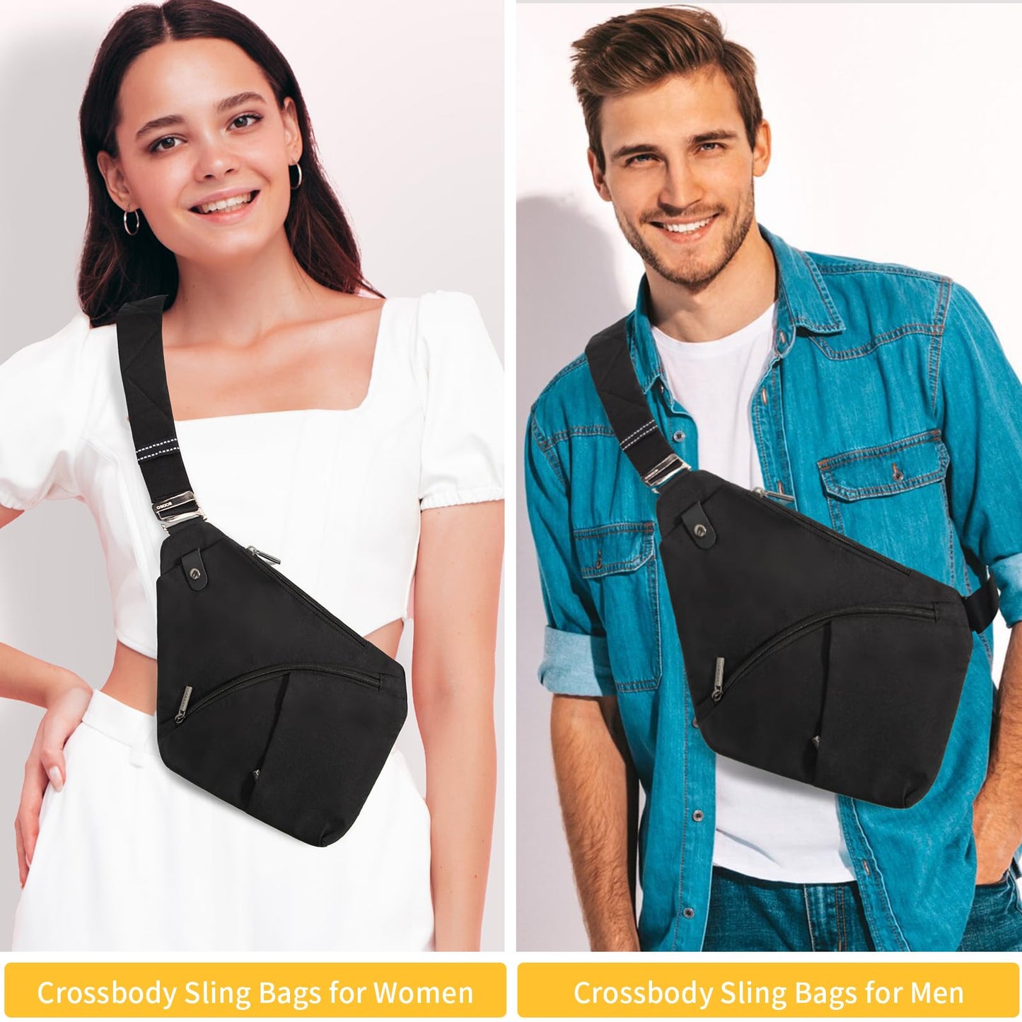 OSOCE Anti Theft Crossbody Bags Sling Bag for Women Men Waterproof Wander Bag for Sports and Travel. (1-BLACK, Small)