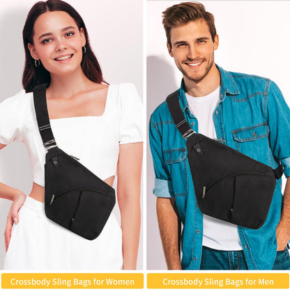 OSOCE Anti Theft Crossbody Bags Sling Bag for Women Men Waterproof Wander Bag for Sports and Travel. (1-BLACK, Small)