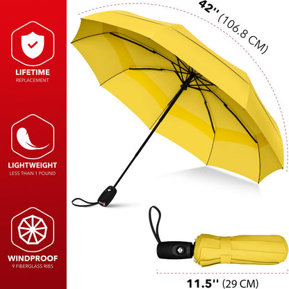 REPEL Windproof Travel Umbrella - Compact & Withstands Winds up to 85MPH , Strongest Premium Auto Folding Umbrella for Rain and Sun - Durable, Light & Portable for Women & Men , Fits Backpack & Cars