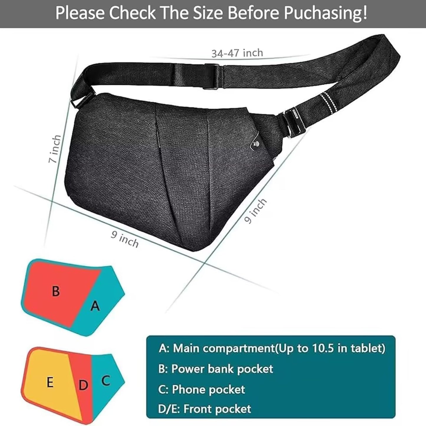 OSOCE Anti Theft Crossbody Bags Sling Bag for Women Men Waterproof Wander Bag for Sports and Travel. (1-BLACK, Small)