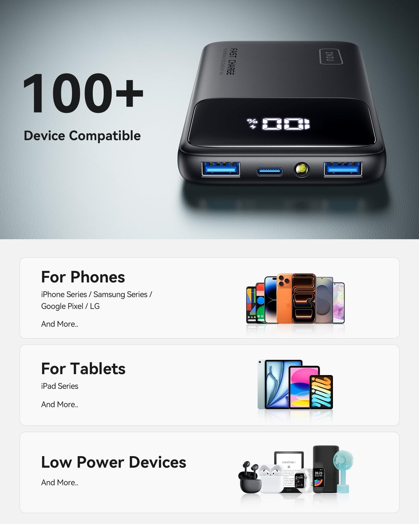 INIU Portable Charger, Slimmest Fast Charging 10000mAh USB C in/Out Power Bank, 22.5W PD3.0 QC4+ Battery Pack, Portable Phone Charger for iPhone 16 15 14 13 12 Pro Samsung S22 S21 Google AirPods iPad