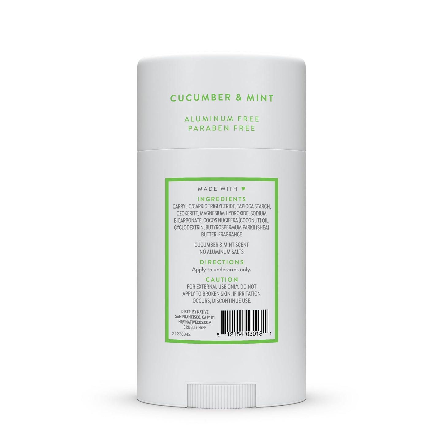 Native Deodorant,Unscented, Aluminum Free, Paraben Free, 2.65 OZ (75 g), Coconut Oil and Shea Butter
