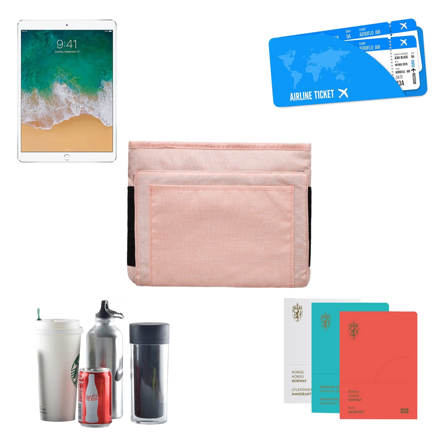 riemot Luggage Travel Cup Holder Free Hand Drink Carrier - Hold Two Coffee Mugs - Fits Roll on Suitcase Handles - Gifts for Flight Attendants Travelers Accessories Carbon Black