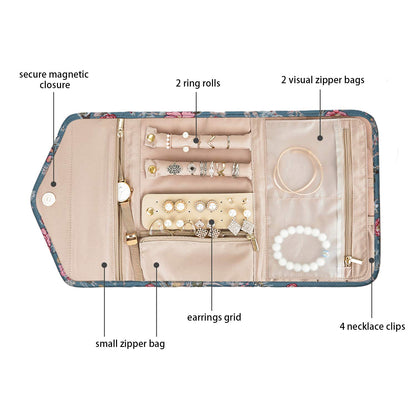 BAGSMART Travel Jewelry Organizer Case Foldable Jewelry Roll for Journey Rings, Necklaces, Earrings, Bracelets, Mini, Black