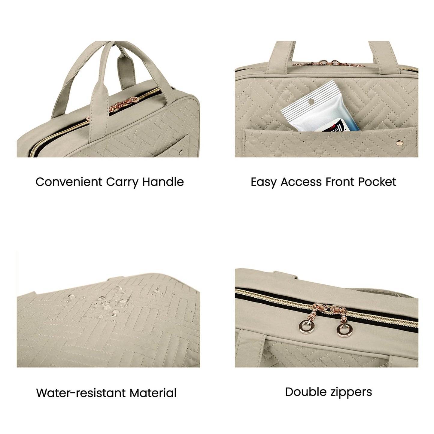 BAGSMART Toiletry Bag Travel Bag with Hanging Hook, Water-resistant Makeup Cosmetic Bag Travel Organizer for Accessories, Shampoo, Full-size Container, Toiletries (Black, Medium)