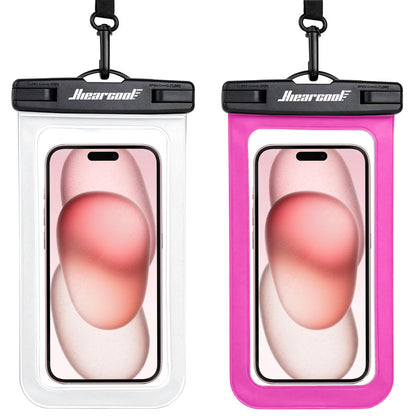 Hiearcool Waterproof Phone Pouch, Water Proof Phone Case for iPhone, Waterproof Cell Phone Dry Bag for Cruise Travel Vacation Essentials Large Waterproof Phone Holder 4 Pack-Black&Clear