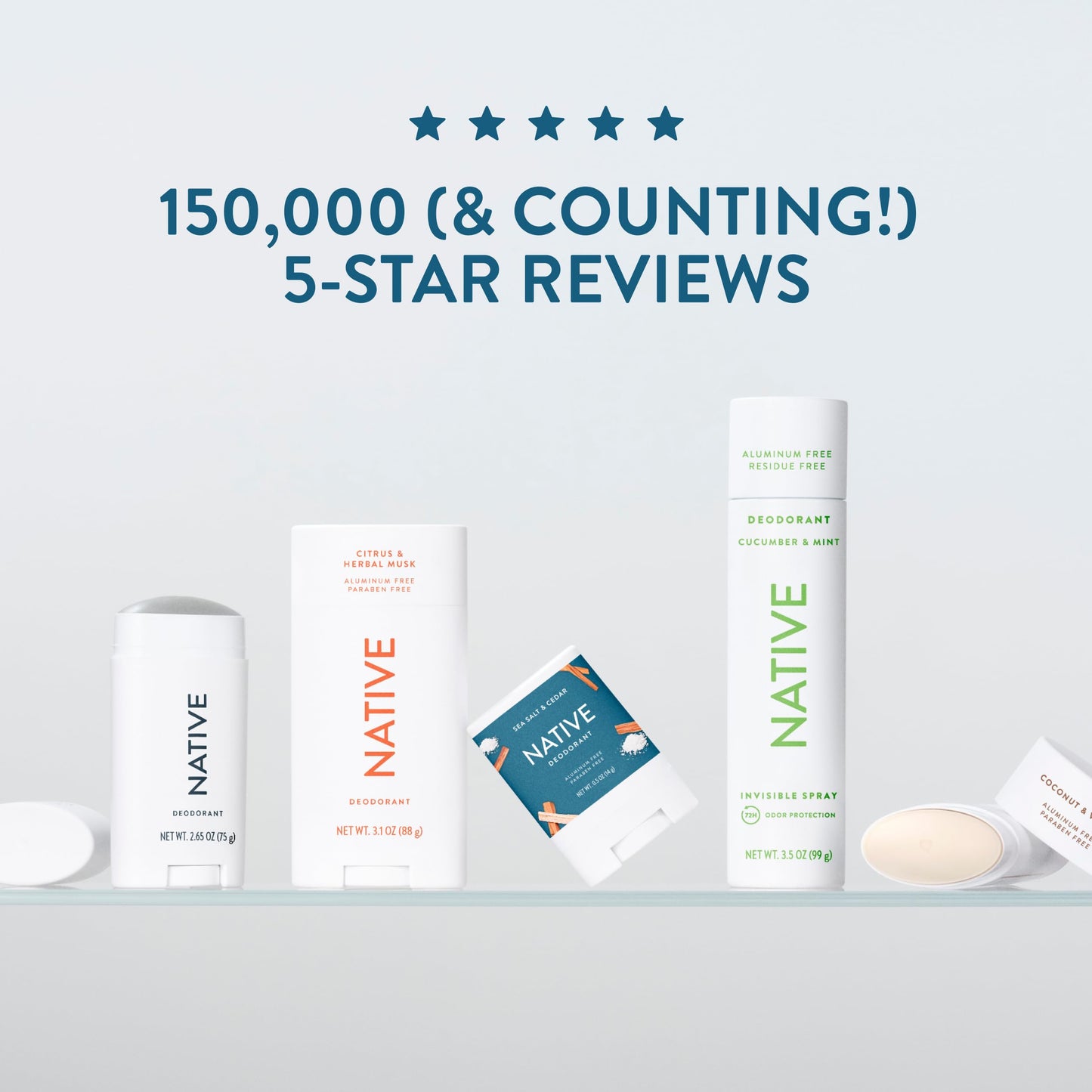 Native Deodorant,Unscented, Aluminum Free, Paraben Free, 2.65 OZ (75 g), Coconut Oil and Shea Butter