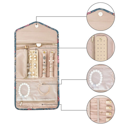 BAGSMART Travel Jewelry Organizer Case Foldable Jewelry Roll for Journey Rings, Necklaces, Earrings, Bracelets, Mini, Black