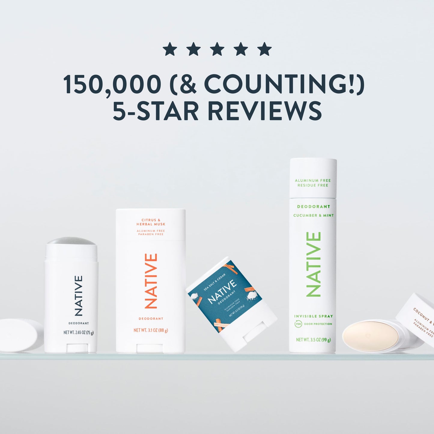 Native Deodorant,Unscented, Aluminum Free, Paraben Free, 2.65 OZ (75 g), Coconut Oil and Shea Butter