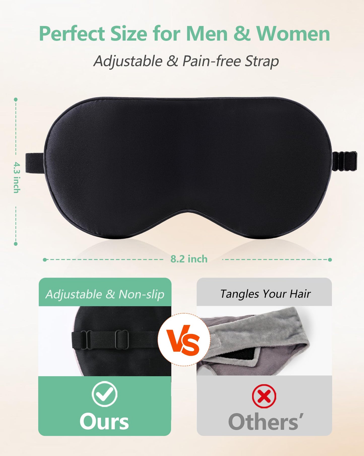 BeeVines 100% Real Mulberry Silk 2 Pack Sleep Mask, Natural Pure Silk Eye Masks with Adjustable Strap for Sleeping, 100% Block Light Eye Sleep Shade Cover, Reduces Puffy Eyes Traveling Gifts