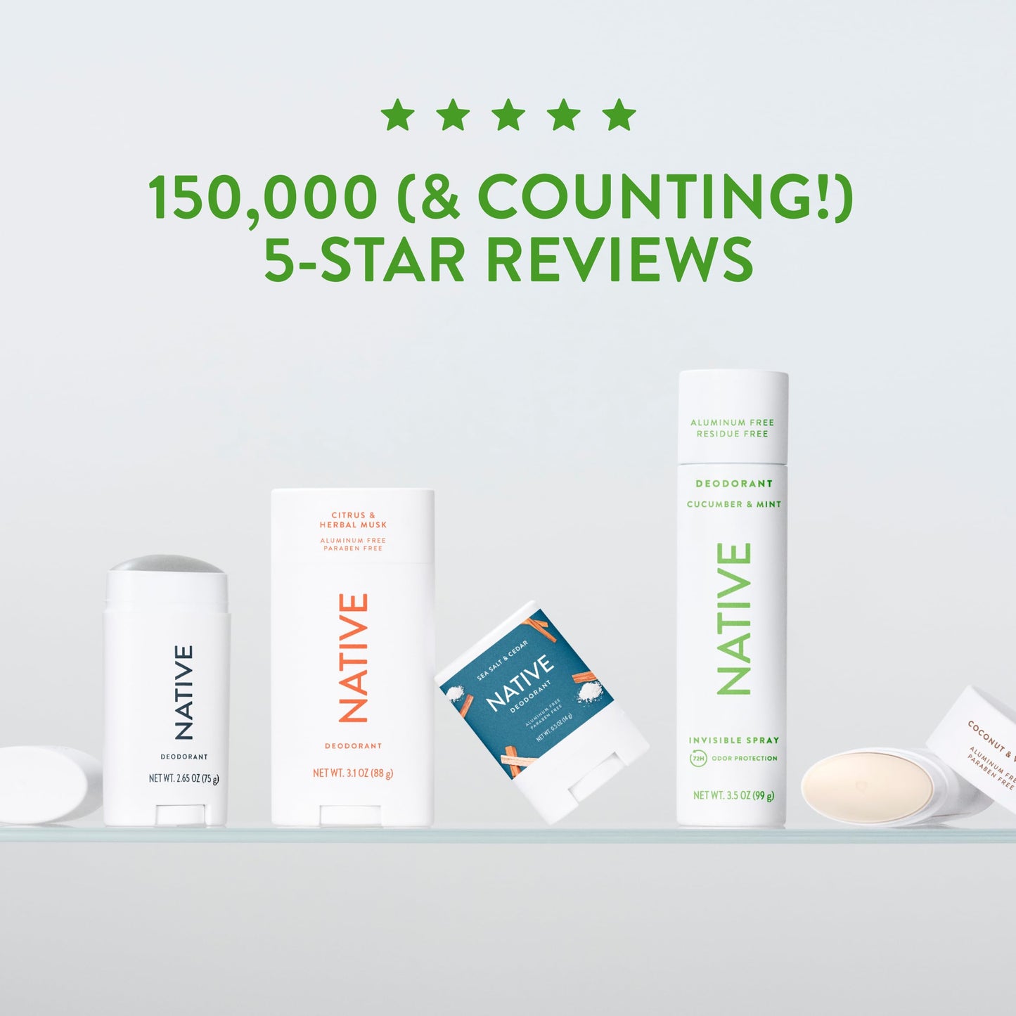 Native Deodorant,Unscented, Aluminum Free, Paraben Free, 2.65 OZ (75 g), Coconut Oil and Shea Butter